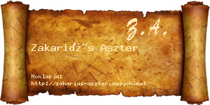 Zakariás Aszter névjegykártya